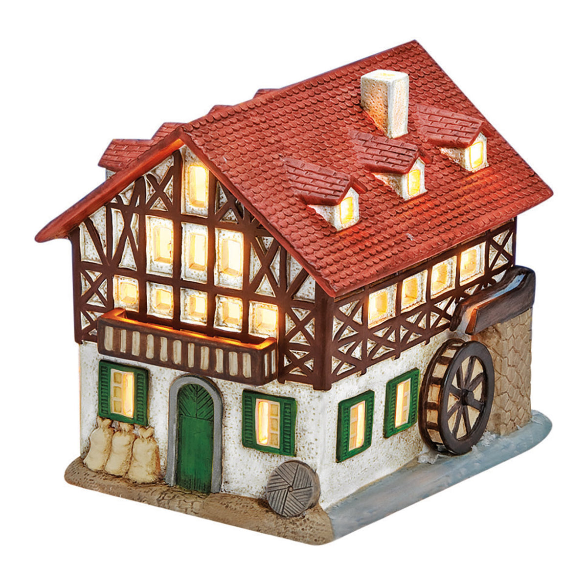 Porcelanowy młyn świąteczny 14 cm