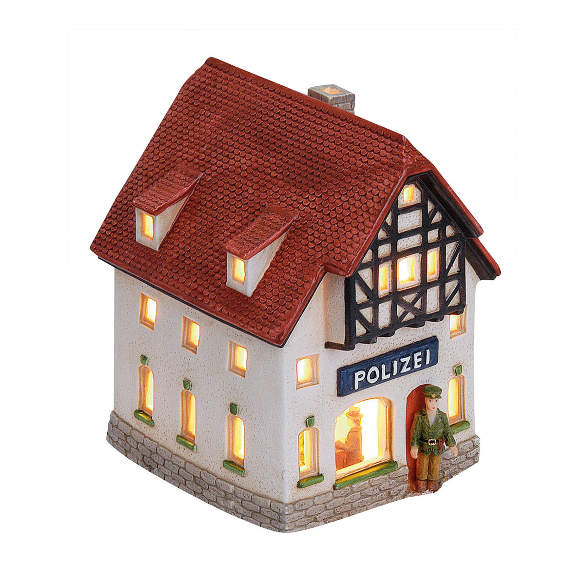 Porcelanowy domek świąteczny – posterunek policji 16 cm