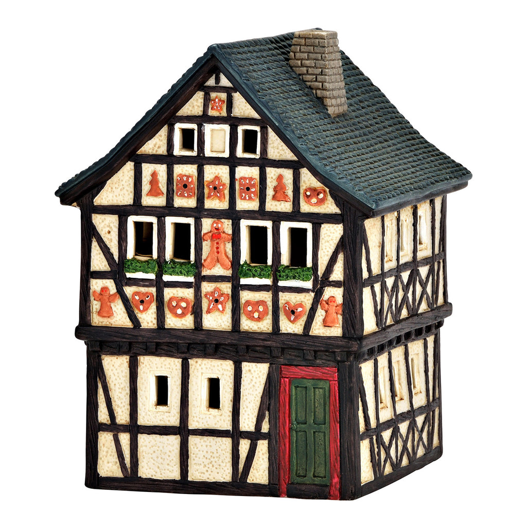 Porcelanowy domek świąteczny – piernikowy 17 cm