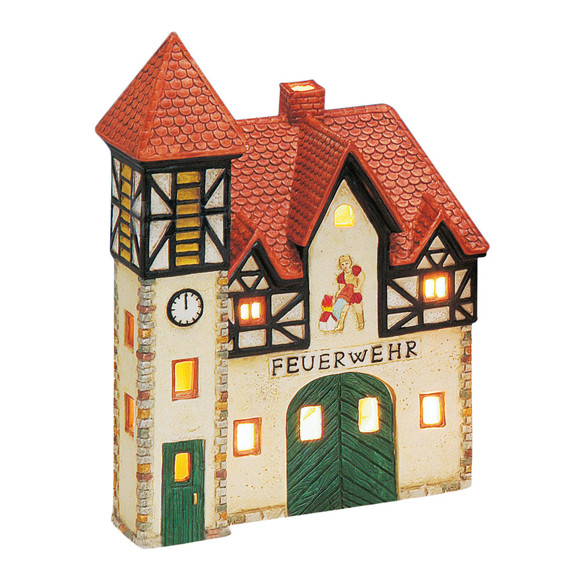 Porcelanowy domek świąteczny – remiza strażacka 22 cm