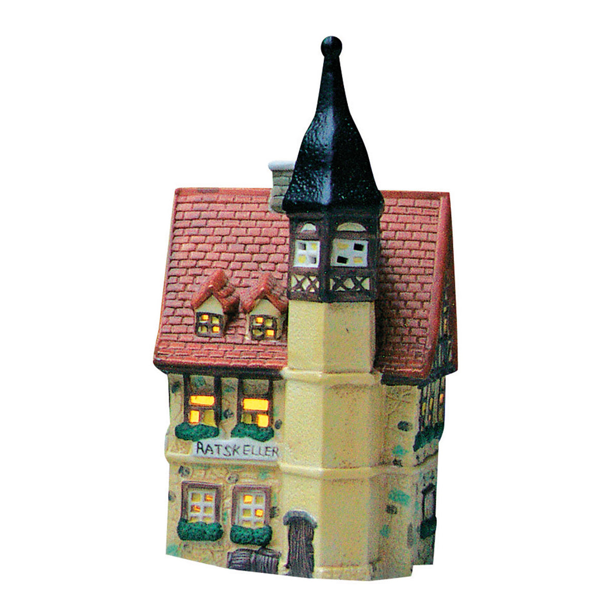 Porcelanowy domek świąteczny – zabytkowa kamienica 21 cm