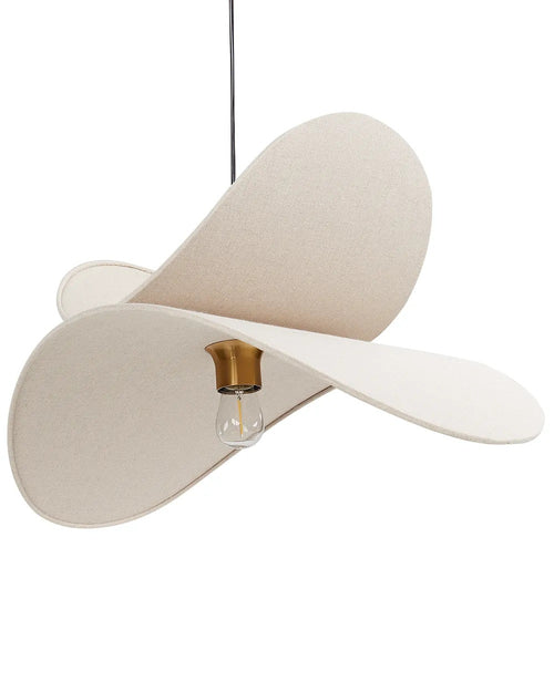 Beżowa lampa wisząca z lnianym abażurem 61 cm