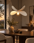 Beżowa lampa wisząca z lnianym abażurem 61 cm