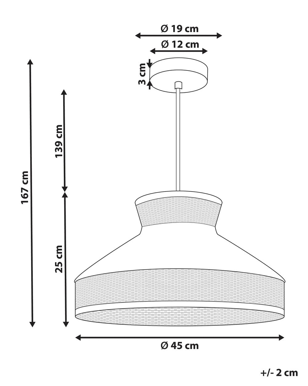 Beżowa lampa wisząca z rattanowym kloszem i welurem 45 cm