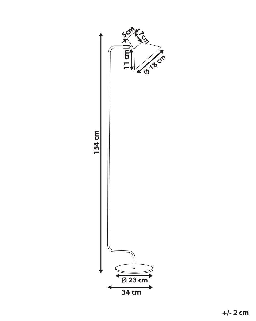 Beżowa metalowa lampa podłogowa z regulowanym kloszem 154 cm