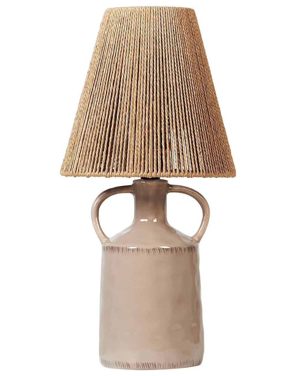 Beżowoszara lampa stołowa z ceramiczną podstawą 51 cm