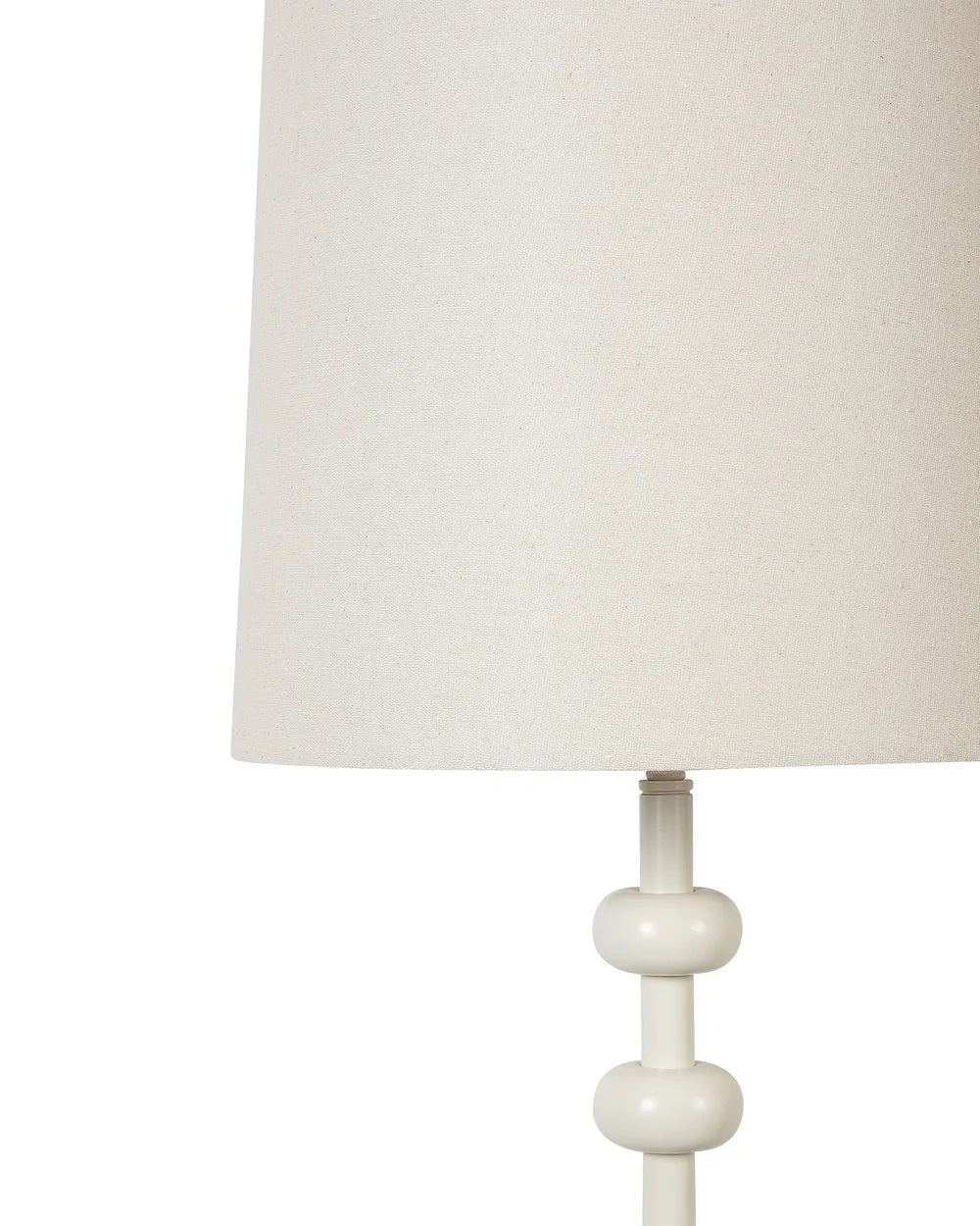 Biała lampa podłogowa z lnianym abażurem 159 cm