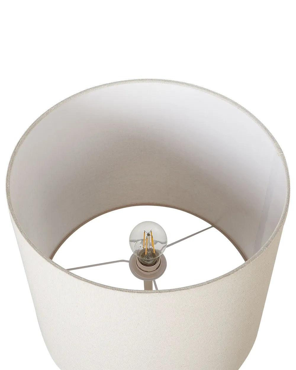 Biała lampa podłogowa z lnianym abażurem 159 cm