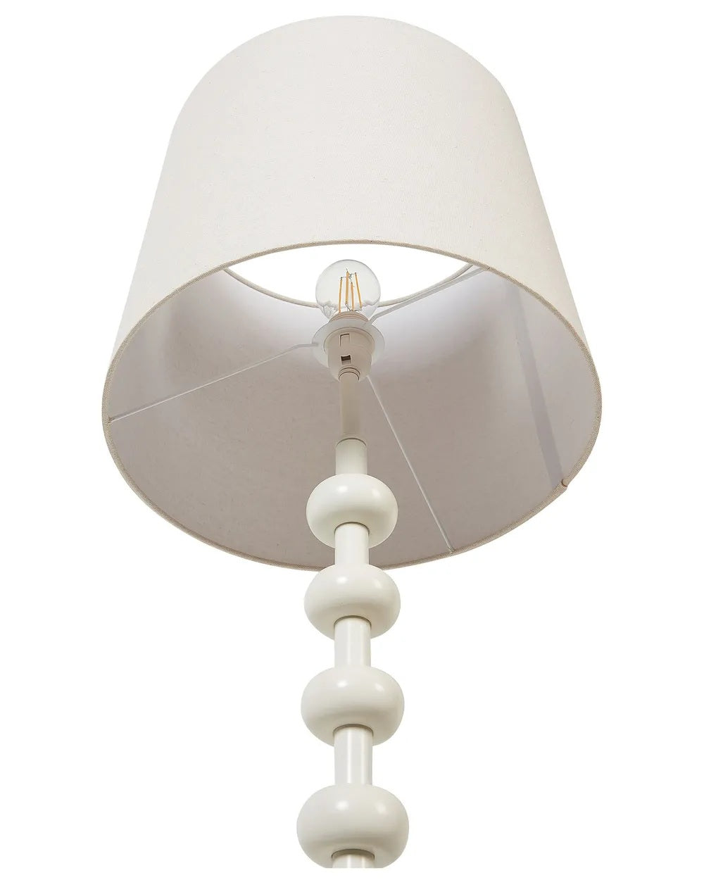 Biała lampa podłogowa z lnianym abażurem 159 cm
