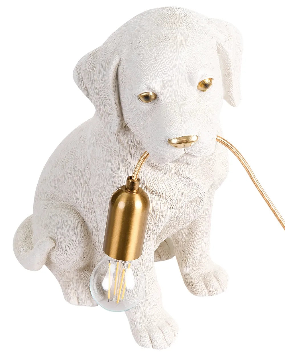 Biała lampa stołowa w kształcie psa 41 cm