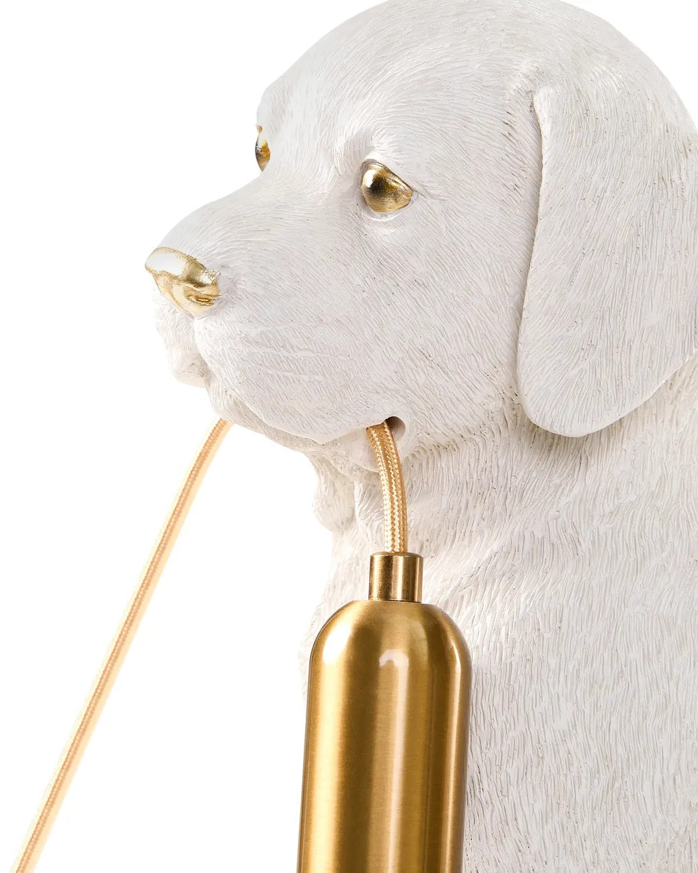 Biała lampa stołowa w kształcie psa 41 cm