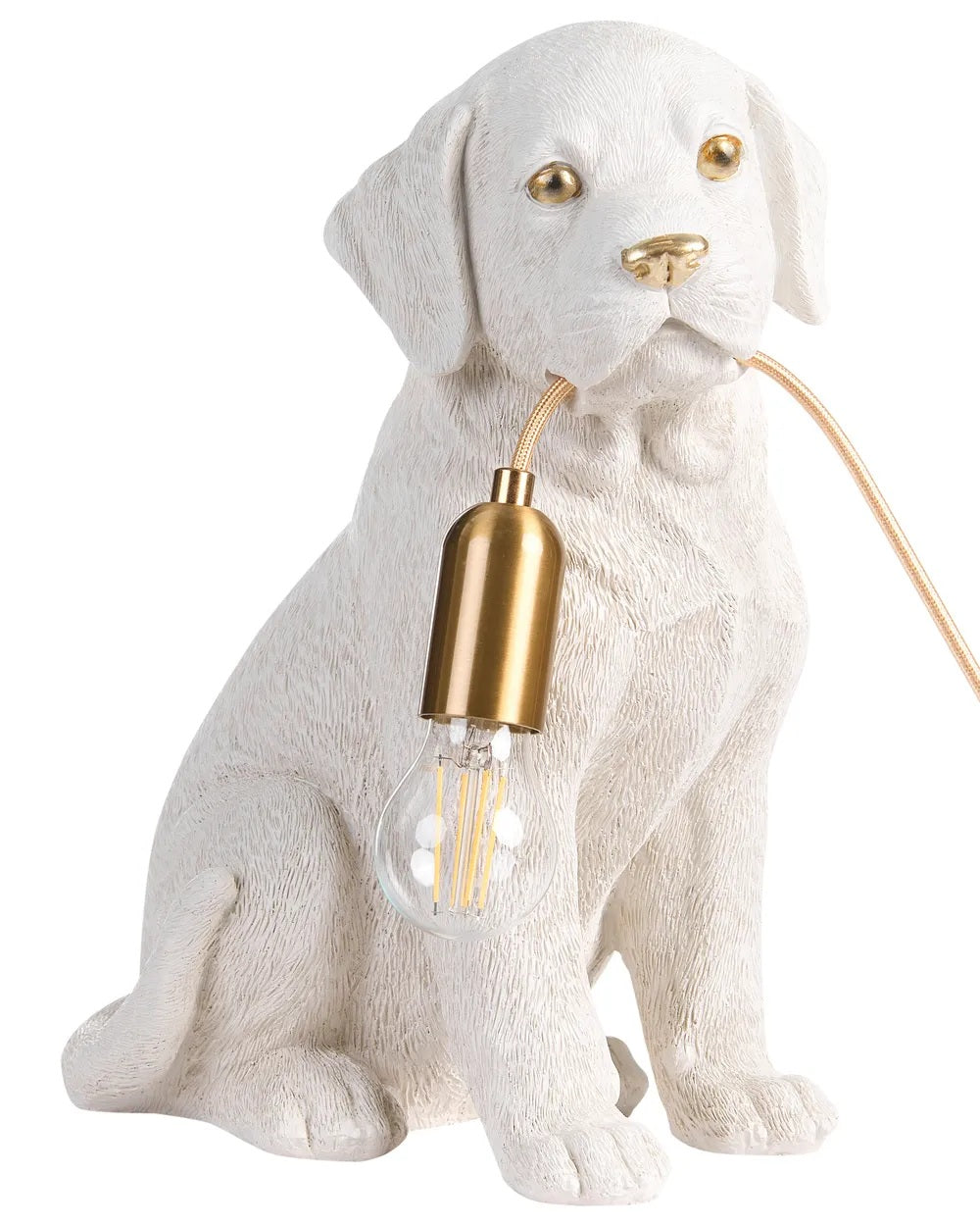 Biała lampa stołowa w kształcie psa 41 cm