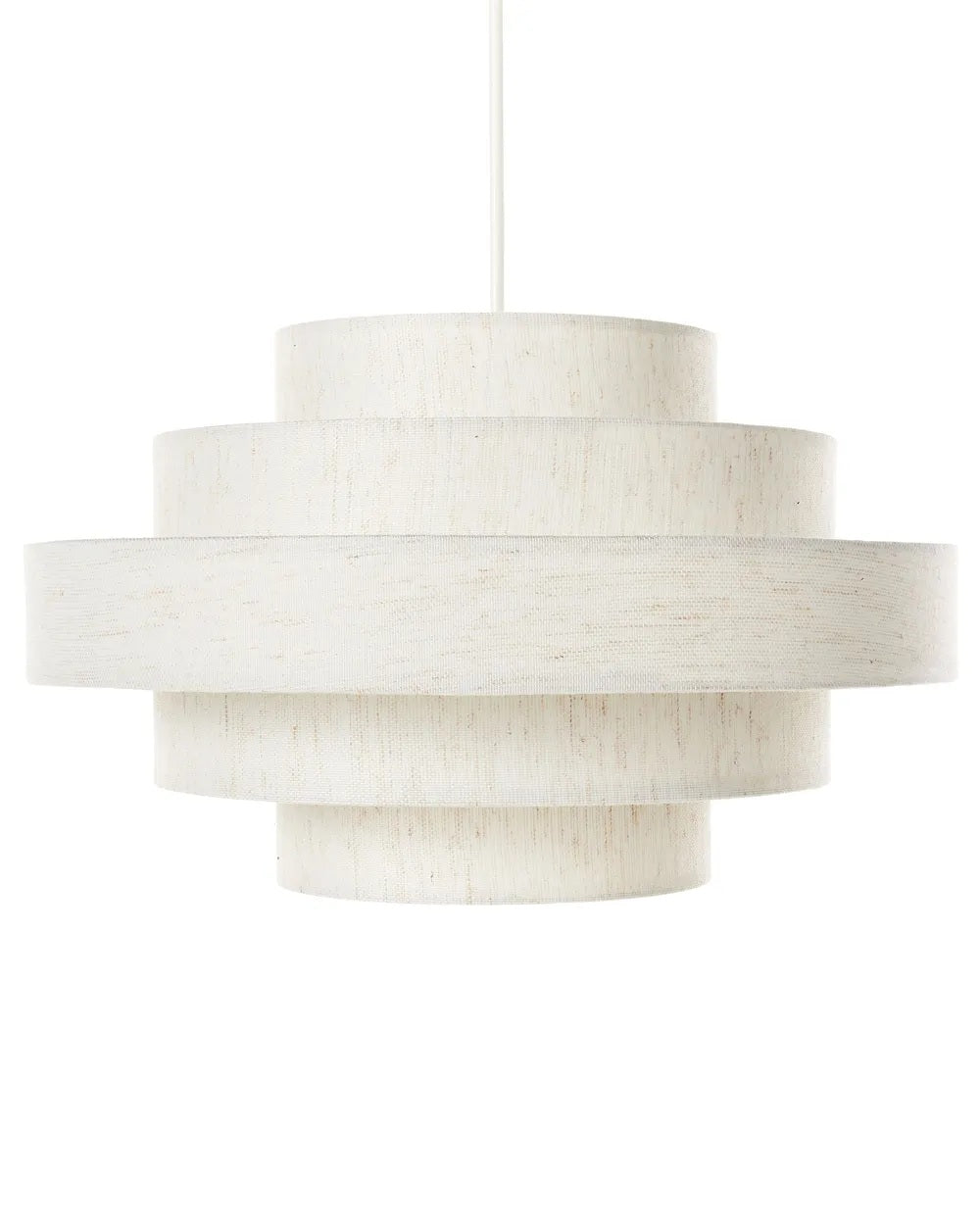 Biała lampa wisząca z lnianym abażurem 40 cm