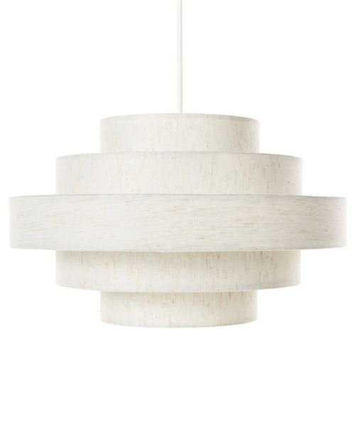 Biała lampa wisząca z lnianym abażurem 40 cm