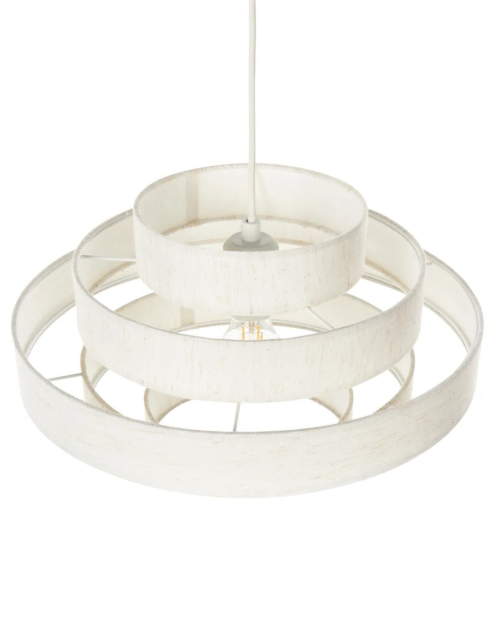 Biała lampa wisząca z lnianym abażurem 40 cm