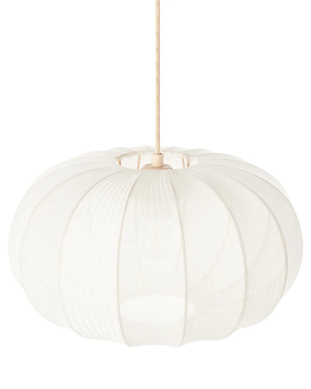 Biała lampa wisząca z plisowanym kloszem z nylonu 36 cm