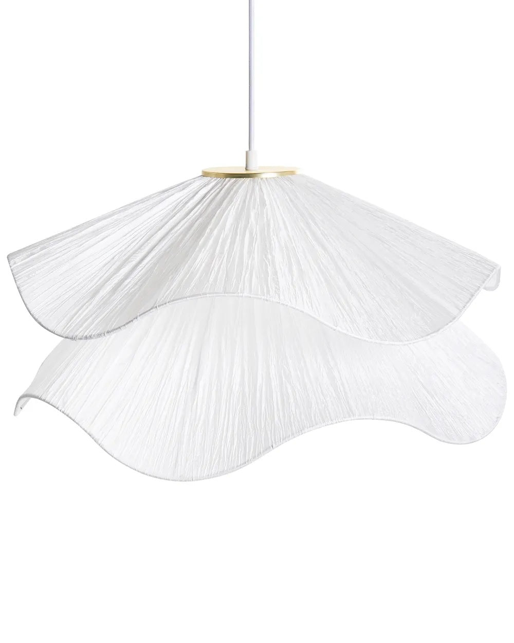 Biała lampa wisząca z podwójnym abażurem z tkaniny 50 cm