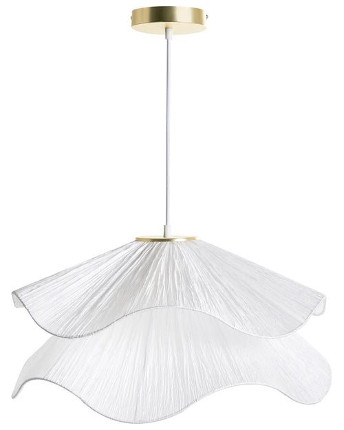 Biała lampa wisząca z podwójnym abażurem z tkaniny 50 cm