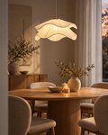 Biała lampa wisząca z podwójnym abażurem z tkaniny 50 cm