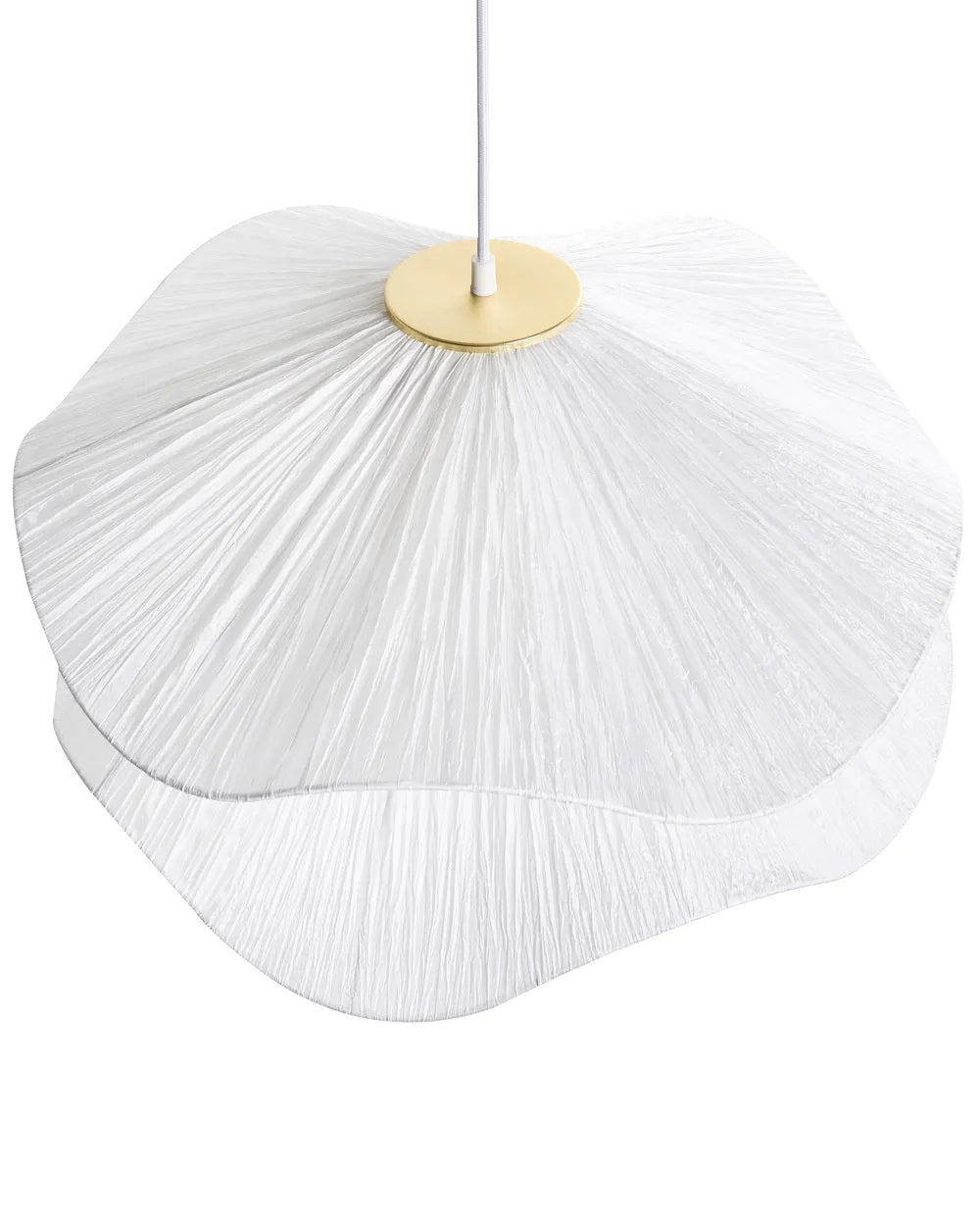 Biała lampa wisząca z podwójnym abażurem z tkaniny 50 cm