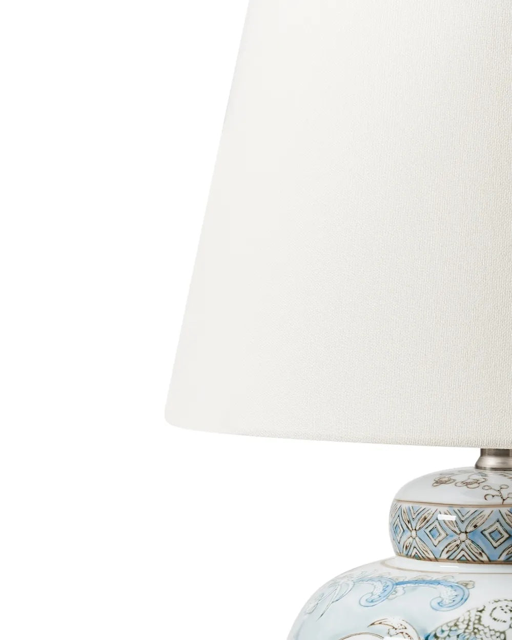 Biało-niebieska lampa stołowa z porcelanową podstawą 50 cm