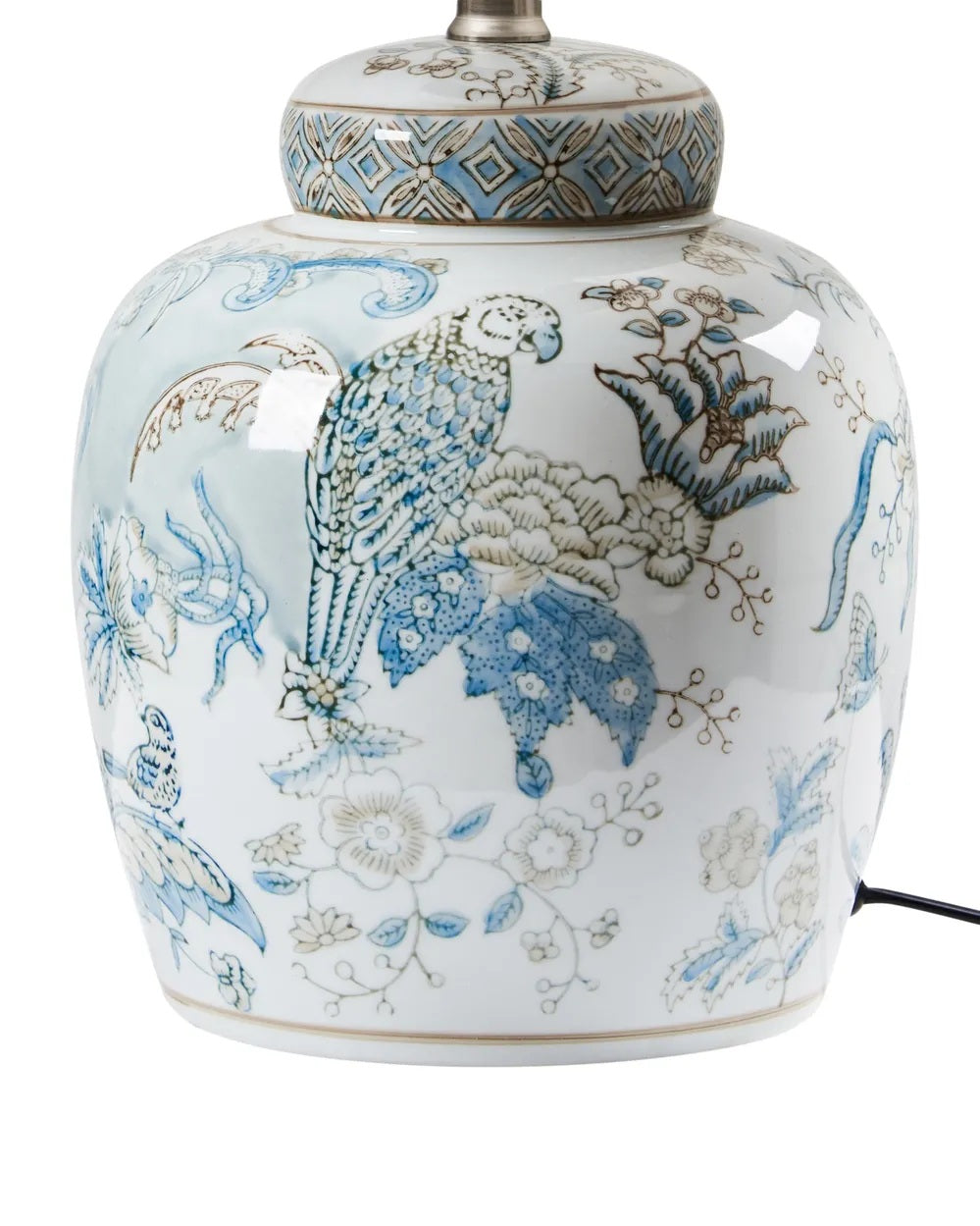 Biało-niebieska lampa stołowa z porcelanową podstawą 50 cm
