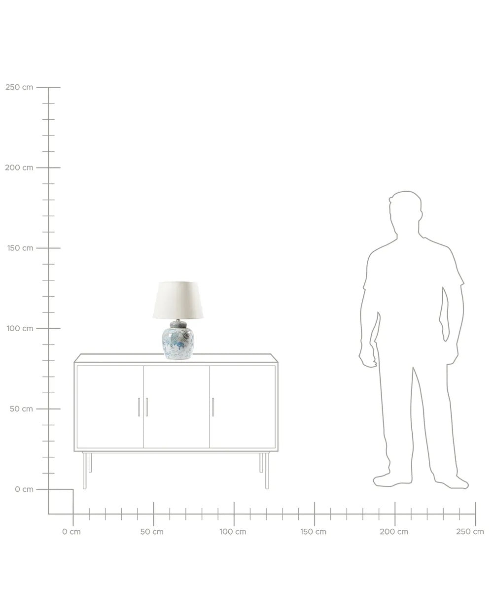 Biało-niebieska lampa stołowa z porcelanową podstawą 50 cm