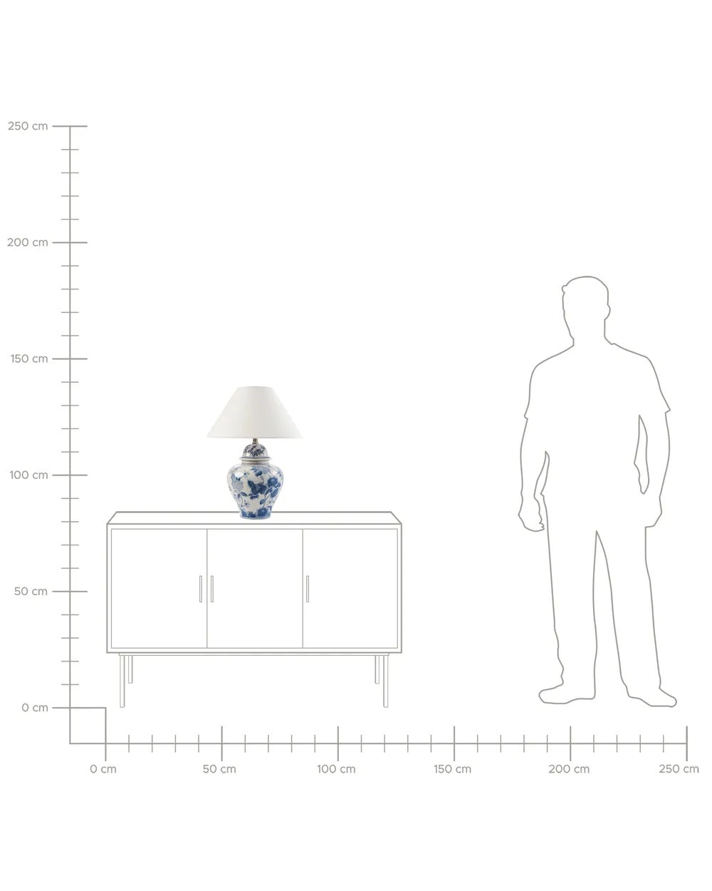 Biało-niebieska lampa stołowa z porcelanową podstawą 53 cm