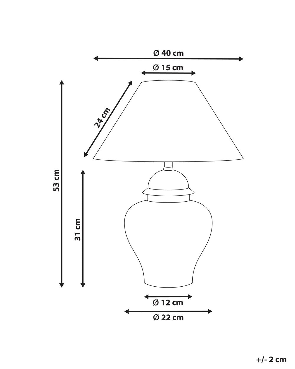 Biało-niebieska lampa stołowa z porcelanową podstawą 53 cm
