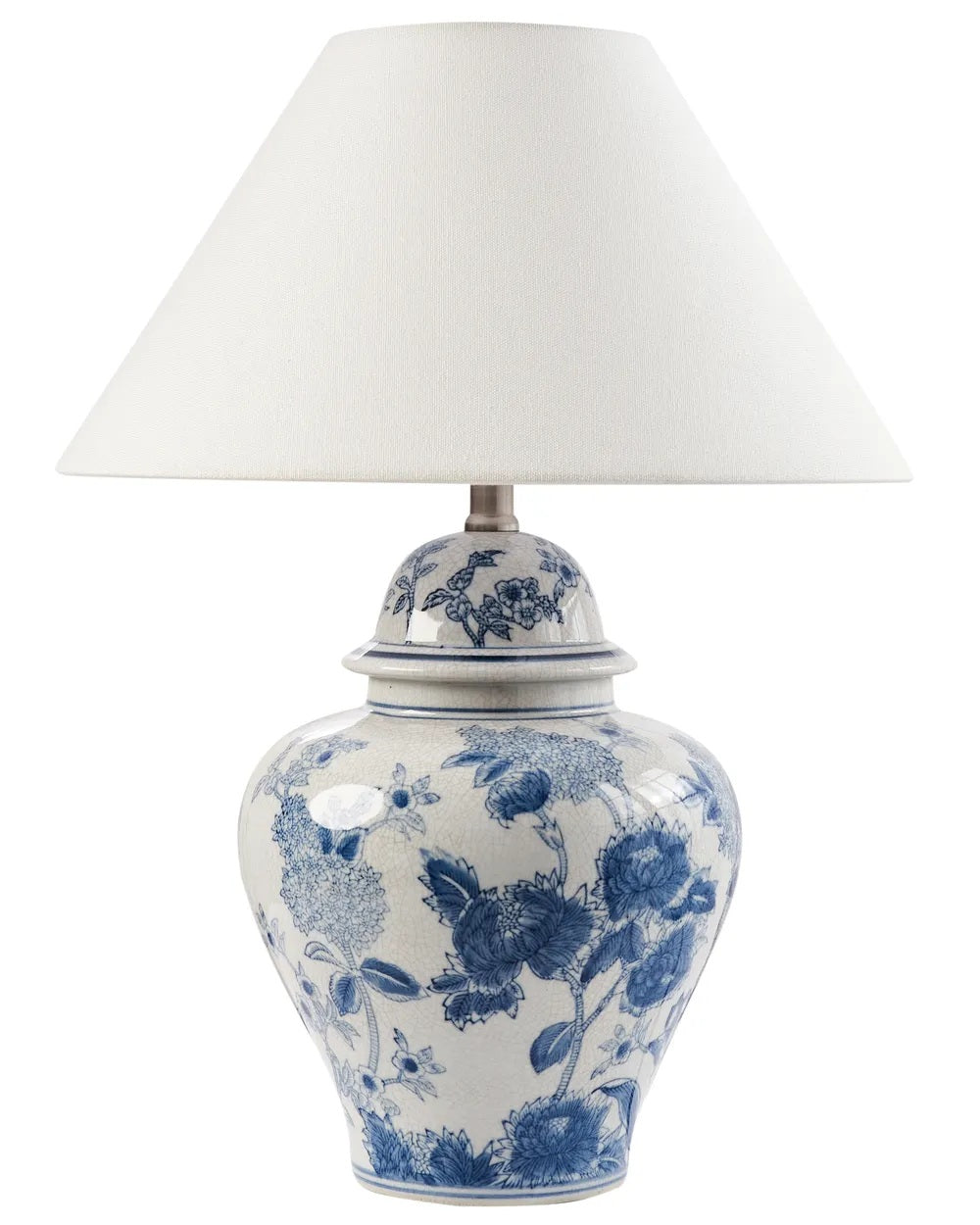 Biało-niebieska lampa stołowa z porcelanową podstawą 53 cm