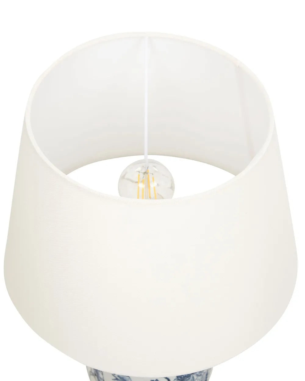 Biało-niebieska lampa stołowa z ręcznie malowanej porcelany 54 cm