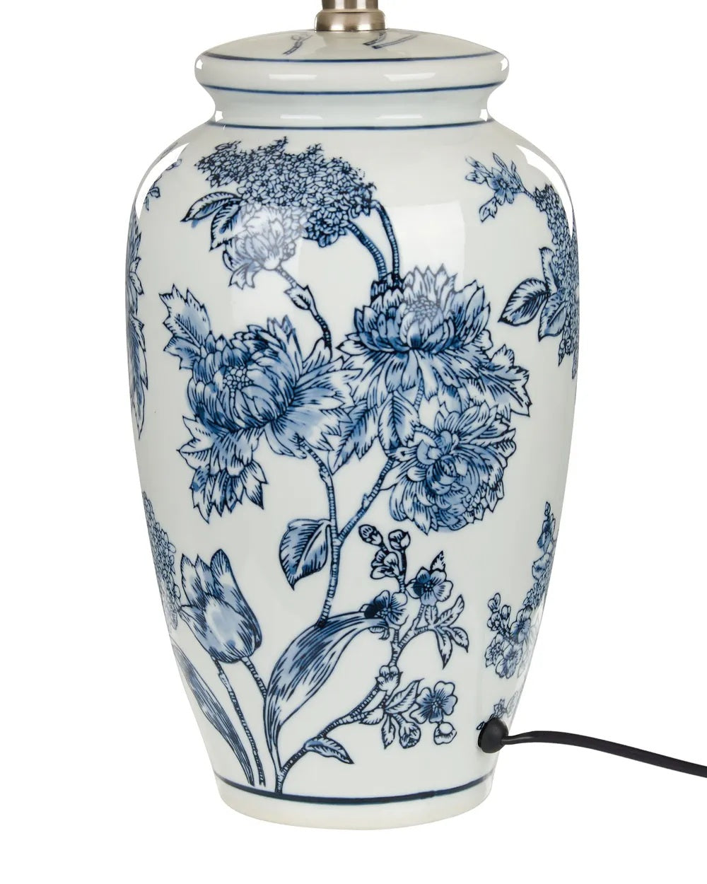 Biało-niebieska lampa stołowa z ręcznie malowanej porcelany 54 cm