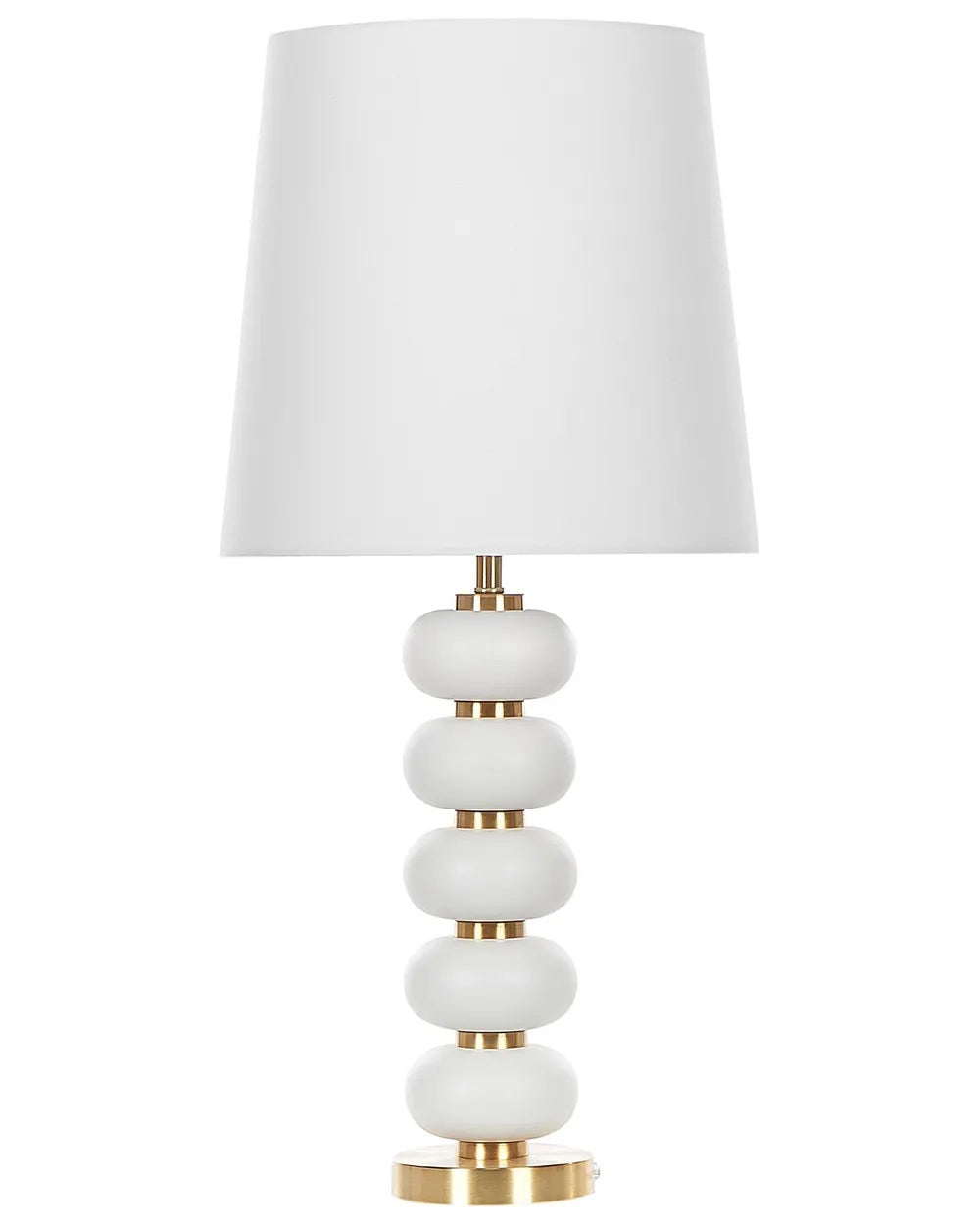 Biało-złota lampa stołowa z metalową podstawą 80 cm
