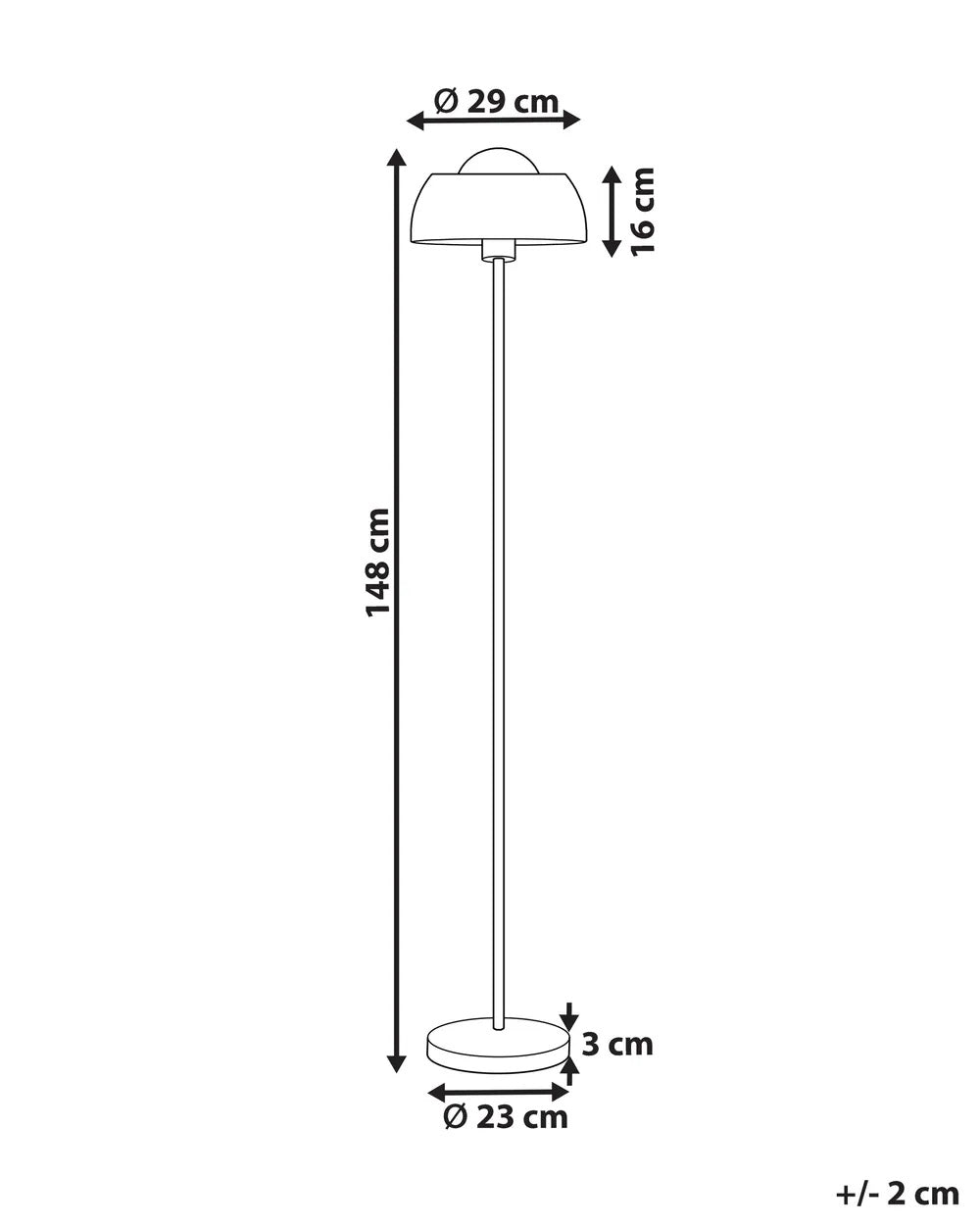 Czarna metalowa lampa podłogowa z kulistym kloszem 148 cm
