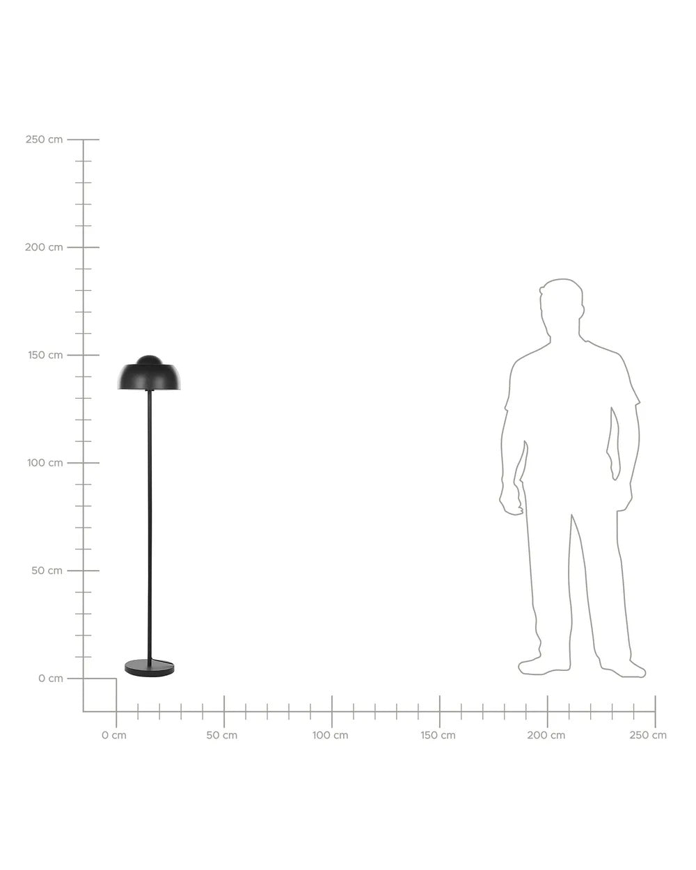 Czarna metalowa lampa podłogowa z kulistym kloszem 148 cm