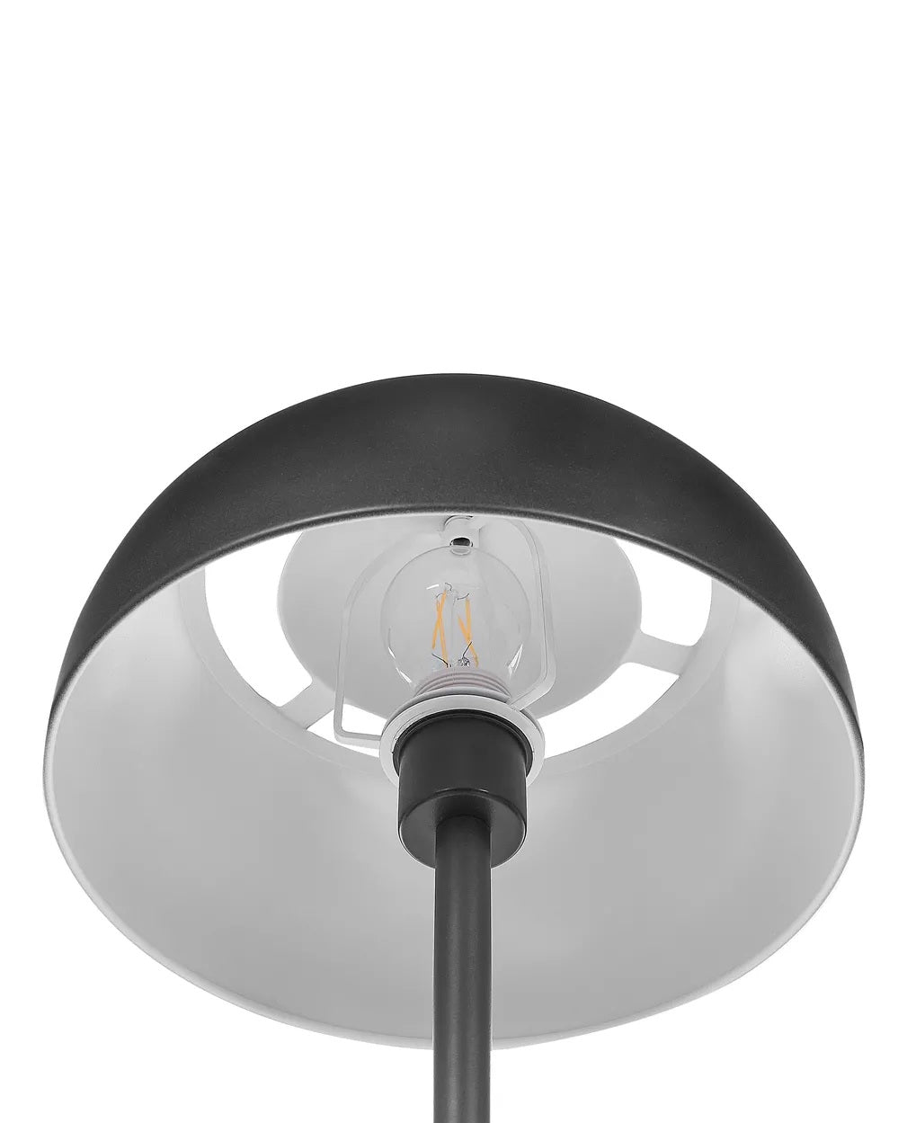 Czarna metalowa lampa podłogowa z kulistym kloszem 148 cm