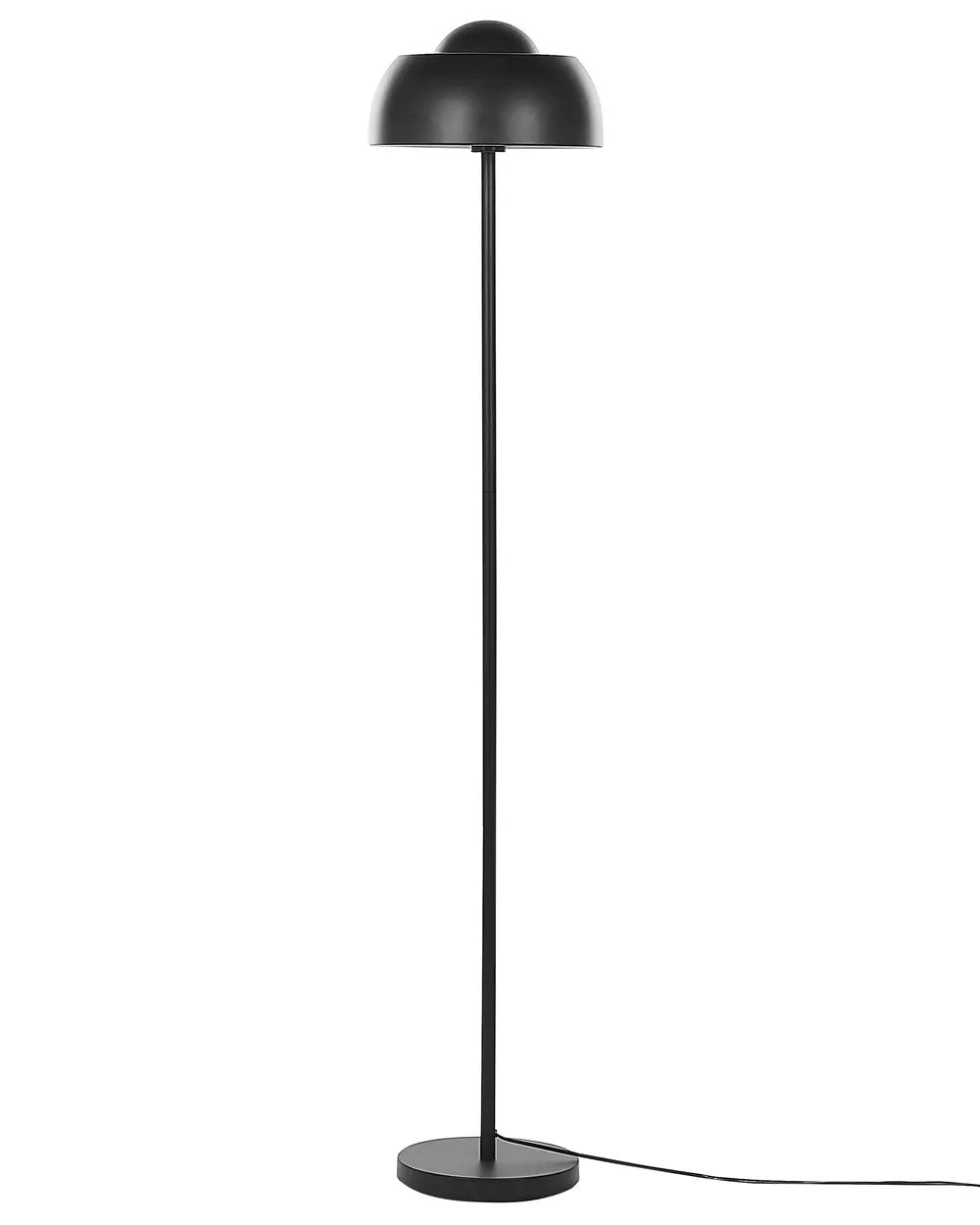 Czarna metalowa lampa podłogowa z kulistym kloszem 148 cm