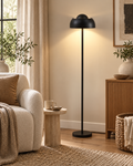 Czarna metalowa lampa podłogowa z kulistym kloszem 148 cm