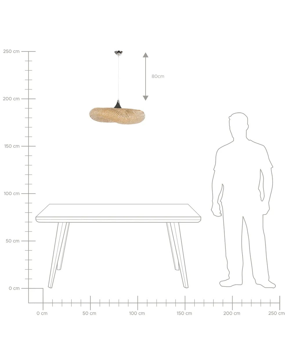 Duża lampa wisząca z bambusowym kloszem 63 cm