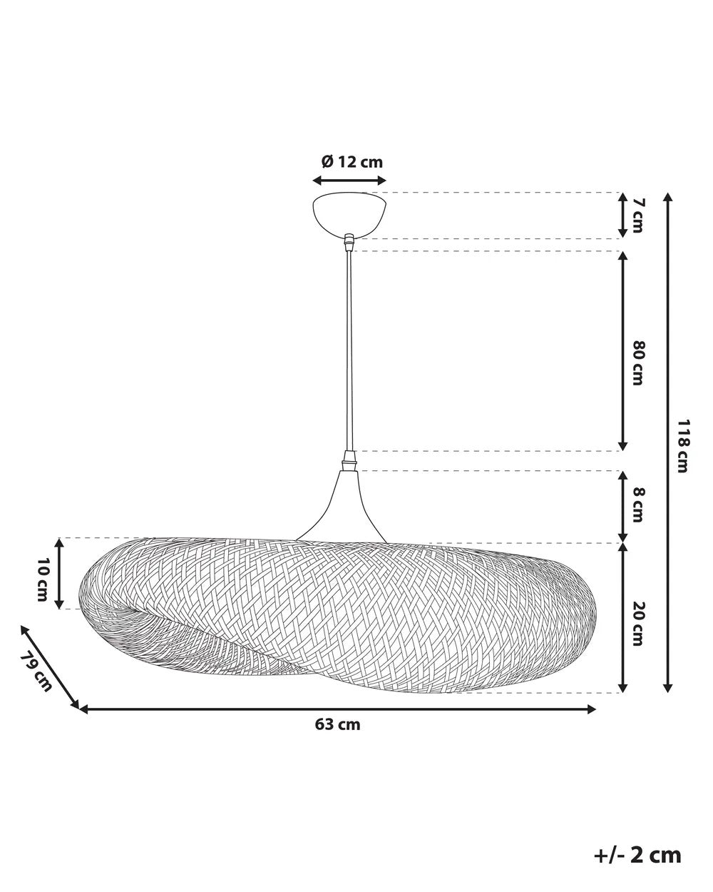 Duża lampa wisząca z bambusowym kloszem 63 cm