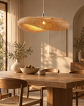 Duża lampa wisząca z bambusowym kloszem 63 cm