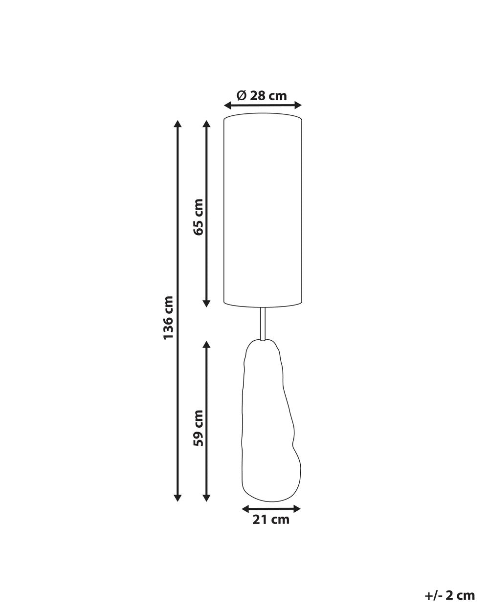 Jasnobeżowa lampa podłogowa z ceramiczną podstawą 136 cm