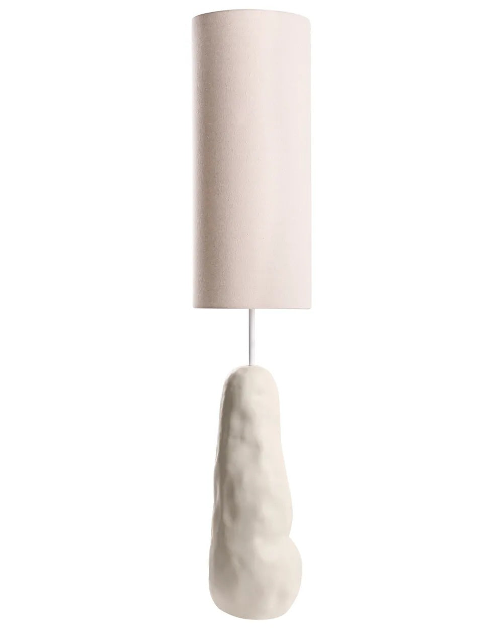 Jasnobeżowa lampa podłogowa z ceramiczną podstawą 136 cm