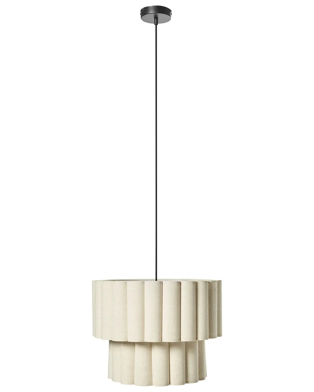 Jasnobeżowa lampa wisząca z lnianym kloszem 40 cm