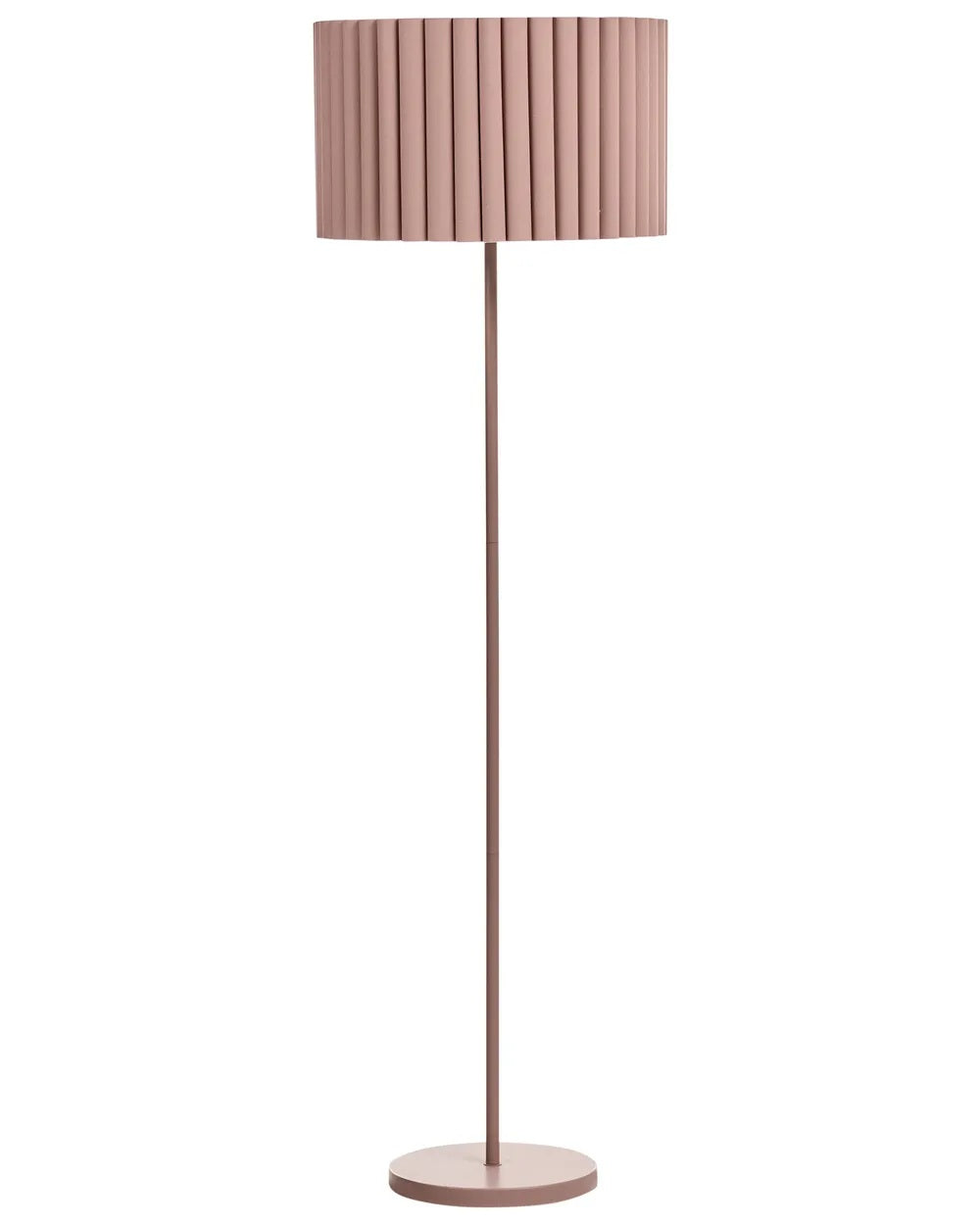 Jasnobrązowa lampa podłogowa z lnianym abażurem 155 cm