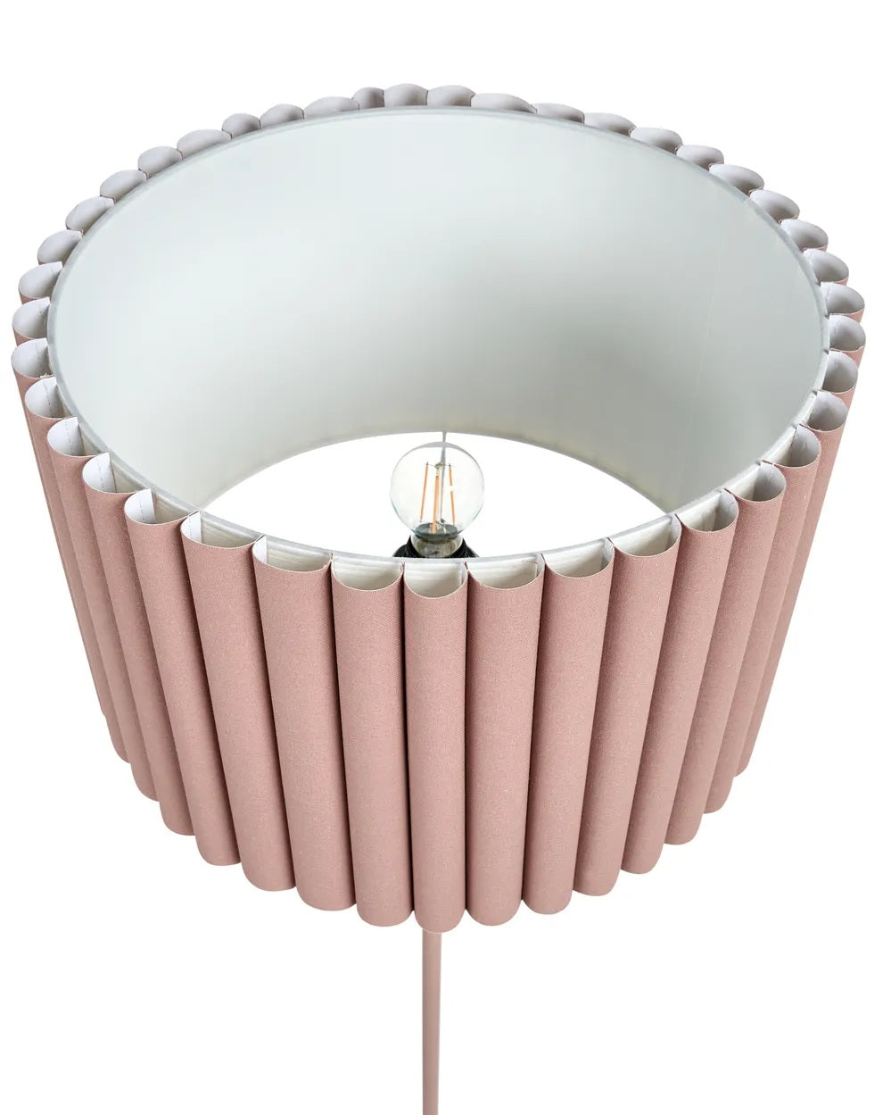 Jasnobrązowa lampa podłogowa z lnianym abażurem 155 cm