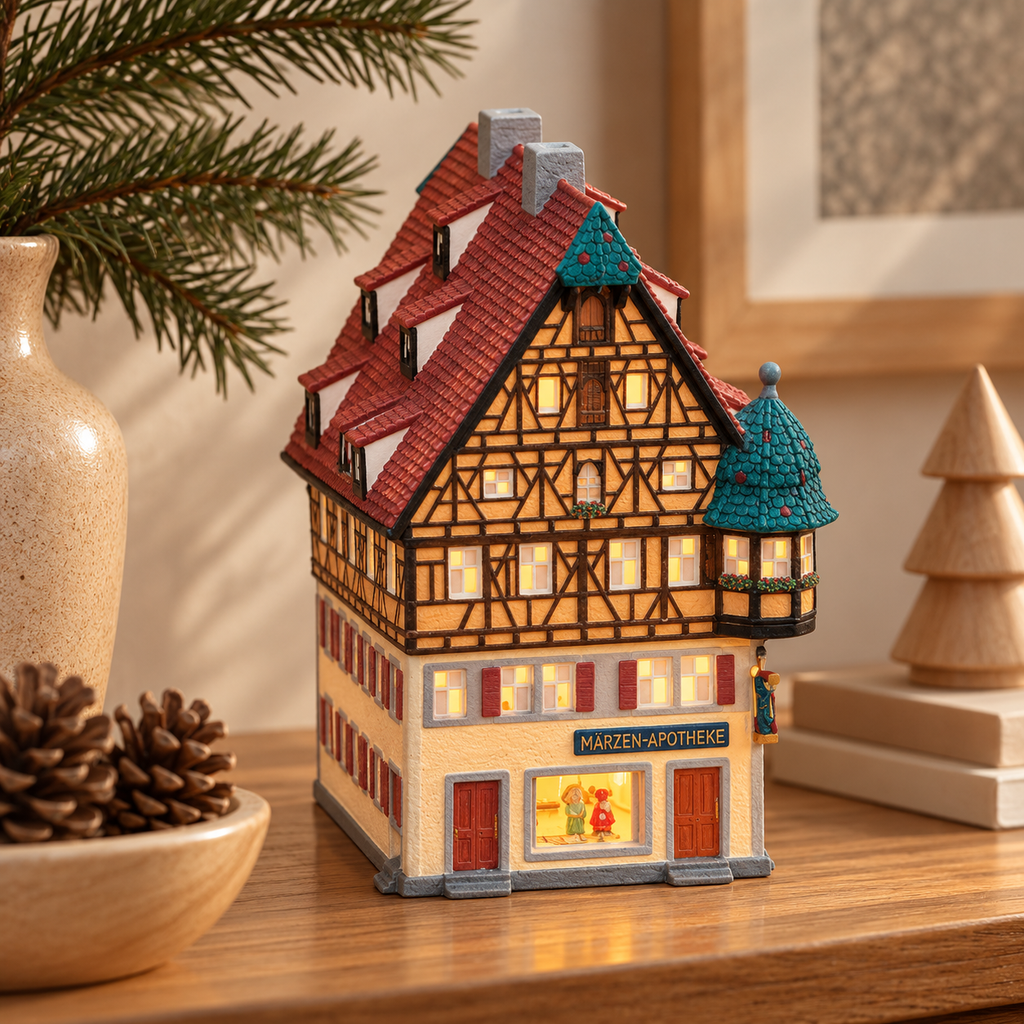 Porcelanowy domek świąteczny – apteka 19 cm