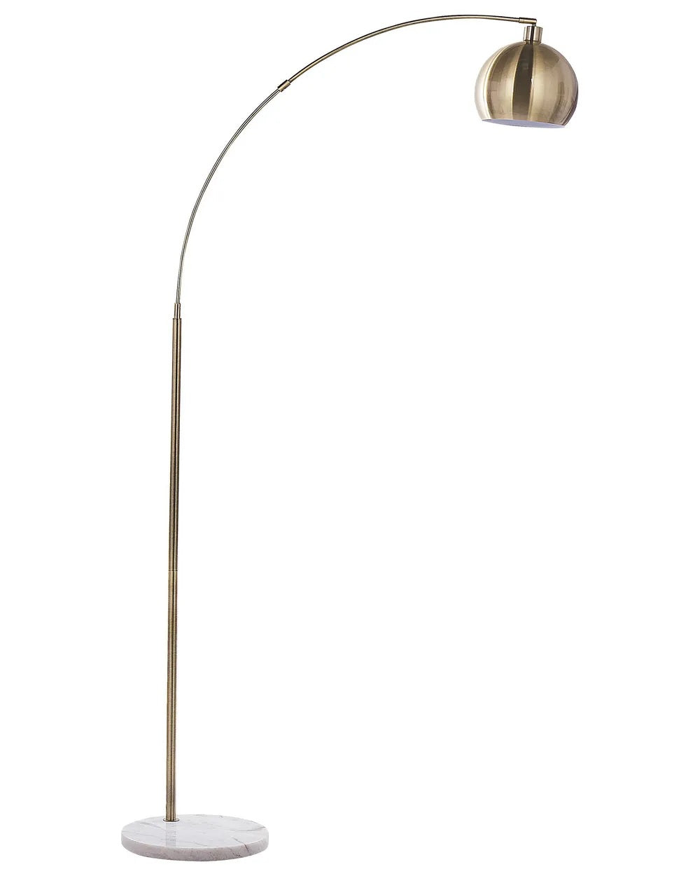 Mosiężna lampa podłogowa łukowa z marmurową podstawą 210 cm