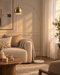 Mosiężna lampa podłogowa łukowa z marmurową podstawą 210 cm