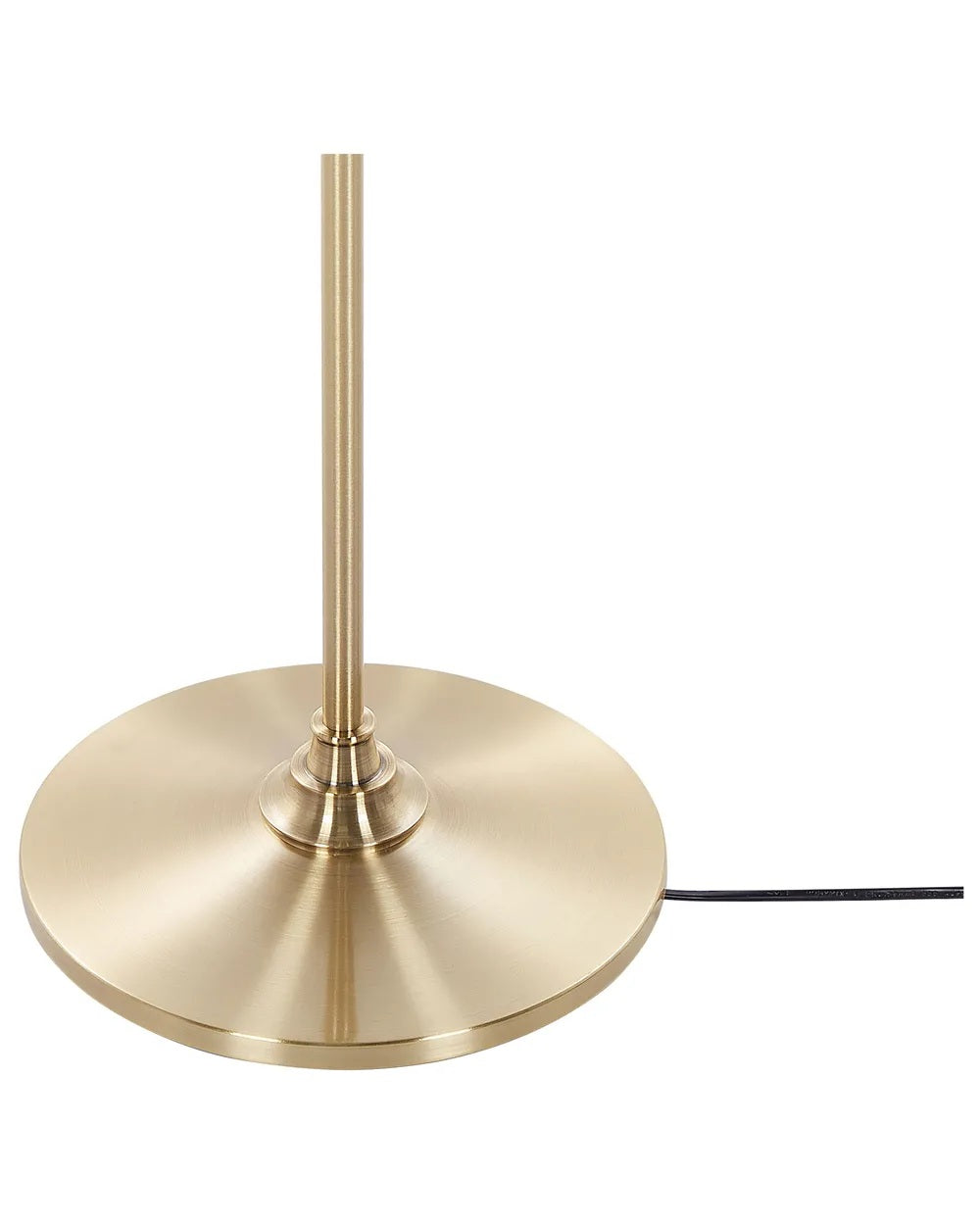 Mosiężna lampa podłogowa z białym abażurem 148 cm
